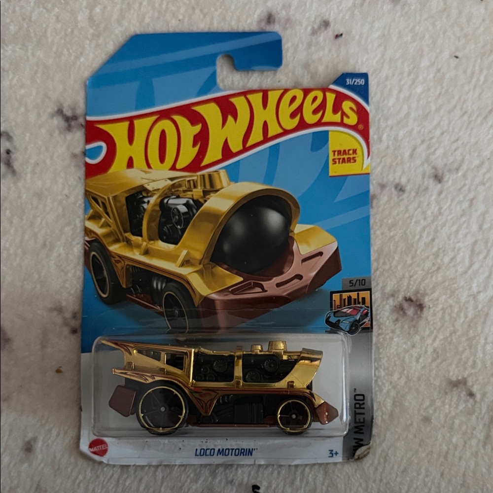 Mattel Hot Wheels Gold Loco Motorin' Toy Car